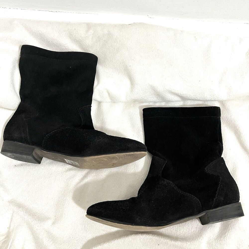 Free People Suede Slouchy Boots Size 36 / US 5.5 Black Pull On Mid Calf Minimal